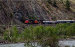 CN freight train eastbound up the Thompson River Gorge